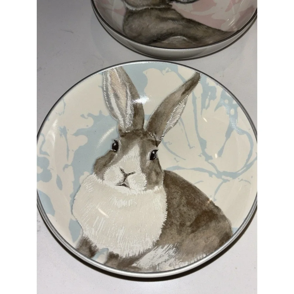 Williams Sonoma Damask Bunny Dessert Dip Small BOWL Floral Rabbit 5.5